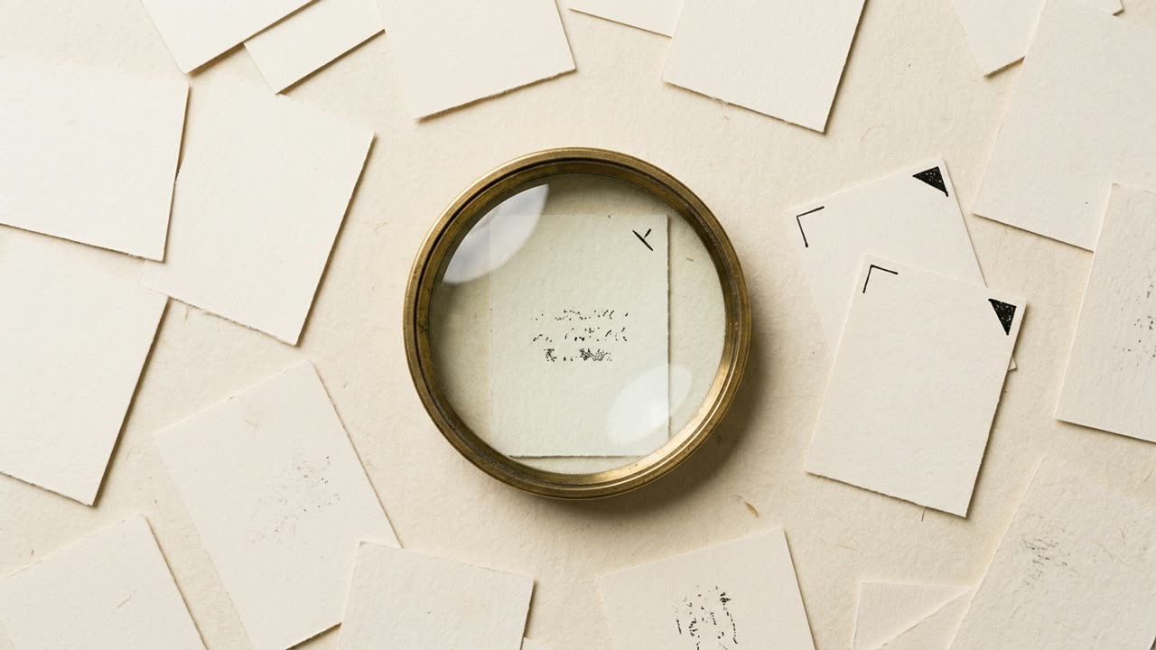 Illustrative brand image, synthetic: a jeweller's loupe resting over a sheet of advisories, several of them flagged